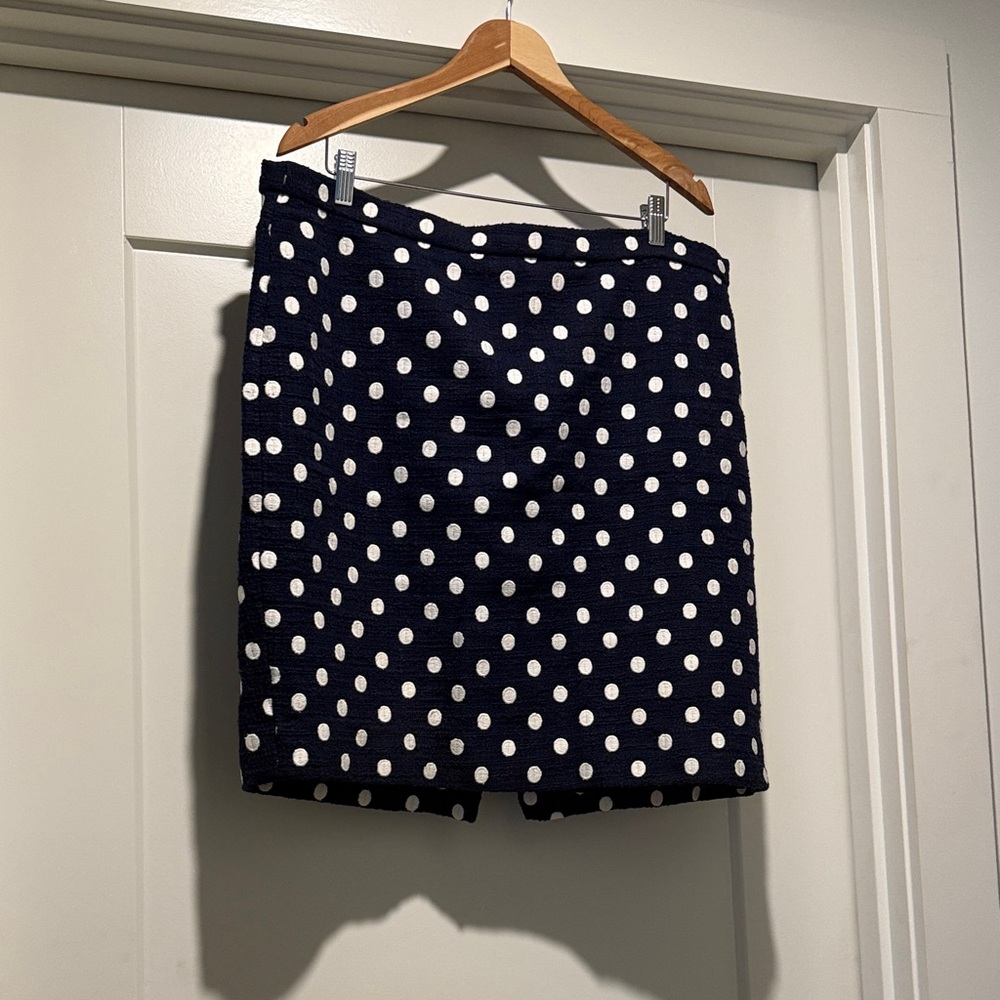 J. Crew Dark Blue Skirt with White Dots